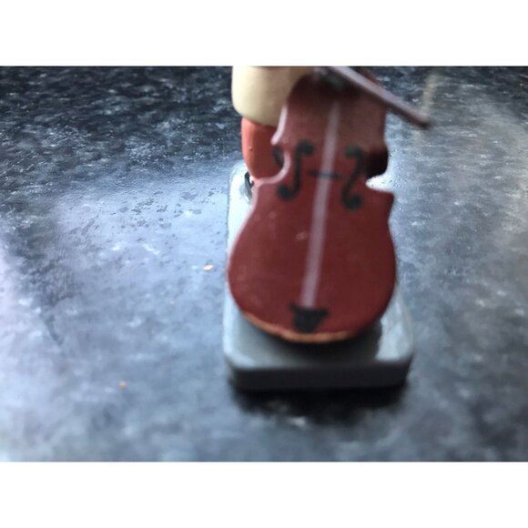 Vtg Christmas Wooden Music Angel Playing The Cello Erzgebirge Made In Germany - Picture 5 of 10